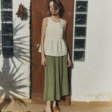 R: EZE linen peplum top (Color: Toast; Size: XS)