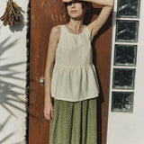 R: EZE linen peplum top (Color: Toast; Size: XS)