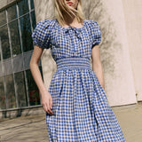 SALINA smocked waist linen dress
