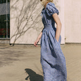 SALINA smocked waist linen dress