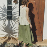 R: EZE linen peplum top (Color: Toast; Size: XS)