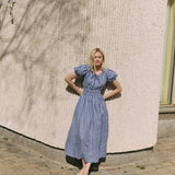 SALINA smocked waist linen dress
