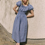 SALINA smocked waist linen dress