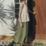 R: EZE linen peplum top (Color: Toast; Size: XS)