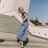 SALINA smocked waist linen dress