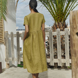 Maxi MAMA-2 short sleeve linen dress