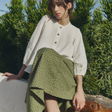 R: SION gathered linen skirt (Color: Admiral Blue; Size: S)