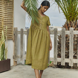 R: Maxi MAMA-2 short sleeve linen dress (Color: Natural/Grey Stripes; Size: S - MAXI length)