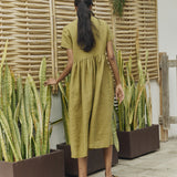 Maxi MAMA-2 short sleeve linen dress