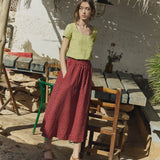 R: Alba scoop neck fitted linen top (Color: Juniper Green; Size: S)