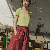 R: Alba scoop neck fitted linen top (Color: Juniper Green; Size: S)