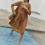Long sleeve midi MAMA linen dress