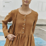 Long sleeve midi MAMA linen dress