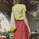 R: Alba scoop neck fitted linen top (Color: Juniper Green; Size: S)