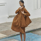 Long sleeve midi MAMA linen dress