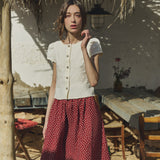 ANYA button front linen top