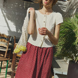 ANYA button front linen top