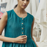 R: Sleeveless maxi MAMA linen dress (Color: Raspberry Grid; Size: XL - MAXI length)