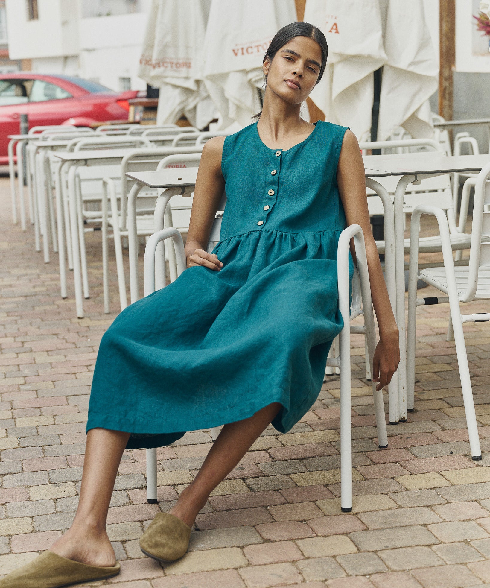 not perfect linen mama dress Sleeveless maxi MAMA linen dress