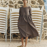 Long sleeve Maxi MAMA linen dress