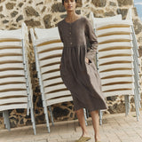 Long sleeve Maxi MAMA linen dress