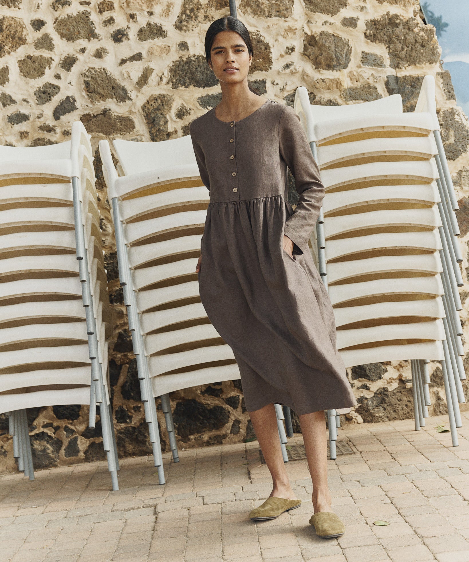Long sleeve Maxi MAMA linen dress Long sleeve Maxi MAMA linen dress