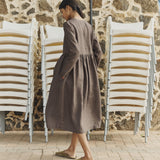 Long sleeve Maxi MAMA linen dress