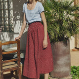 R: SION gathered linen skirt (Color: Admiral Blue; Size: M/L)