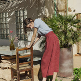 Alba scoop neck fitted linen top