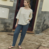 R: JANUARY loose linen top (Color: Deepest Black; Size: S)