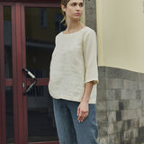 R: JANUARY loose linen top (Color: Deepest Black; Size: S)