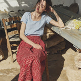 Alba scoop neck fitted linen top