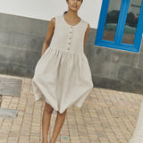 Sleeveless midi MAMA linen dress