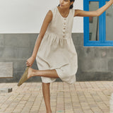 Sleeveless midi MAMA linen dress
