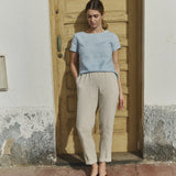 R: ATHENS-2 linen pants (Color: Oat Milk; Size: XXL)