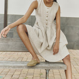 Sleeveless midi MAMA linen dress