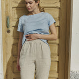 R: HAMBURG fitted linen top (Color: Dark-Grey-Blue; Size: S)