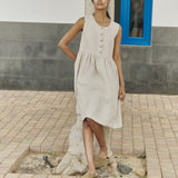 Sleeveless midi MAMA linen dress