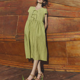 Maxi BIANCA bow tie linen dress