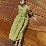 Maxi BIANCA bow tie linen dress