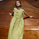 Maxi BIANCA bow tie linen dress