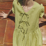 Midi BIANCA bow tie linen dress