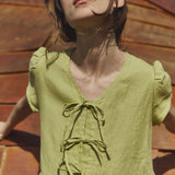 Midi BIANCA bow tie linen dress