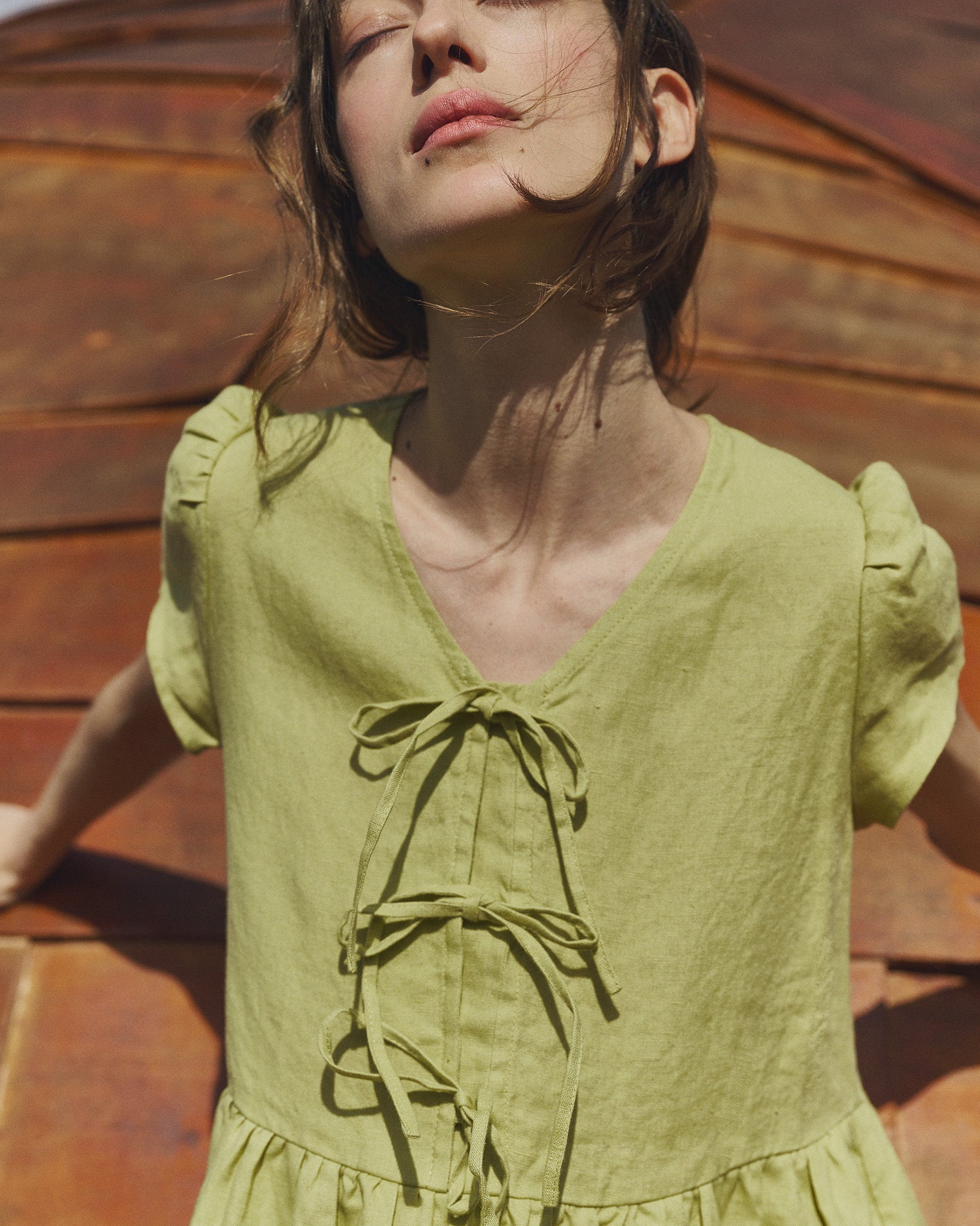 notperfectlinen matilda dress Maxi BIANCA bow tie linen dress