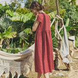 Maxi BIANCA bow tie linen dress