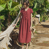 Maxi BIANCA bow tie linen dress