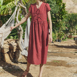 Maxi BIANCA bow tie linen dress
