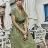 R: REINE waisted linen dress (Color: Cobalt Blue; Size: M)