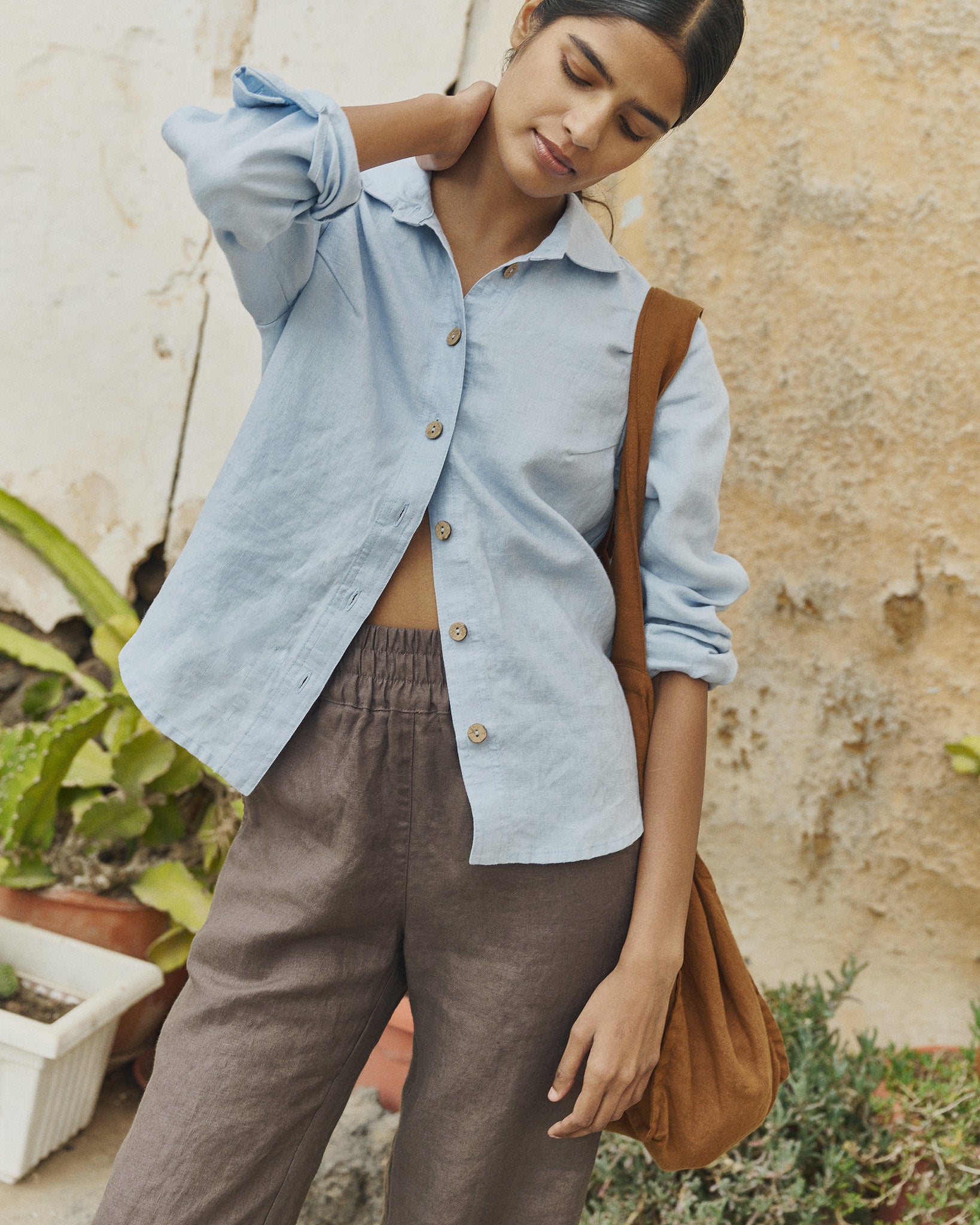 Elastic waist linen pants with side pockets ATHENS-2 – not PERFECT