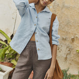 R: KENA classic linen pants (Color: Admiral Blue; Size: S)